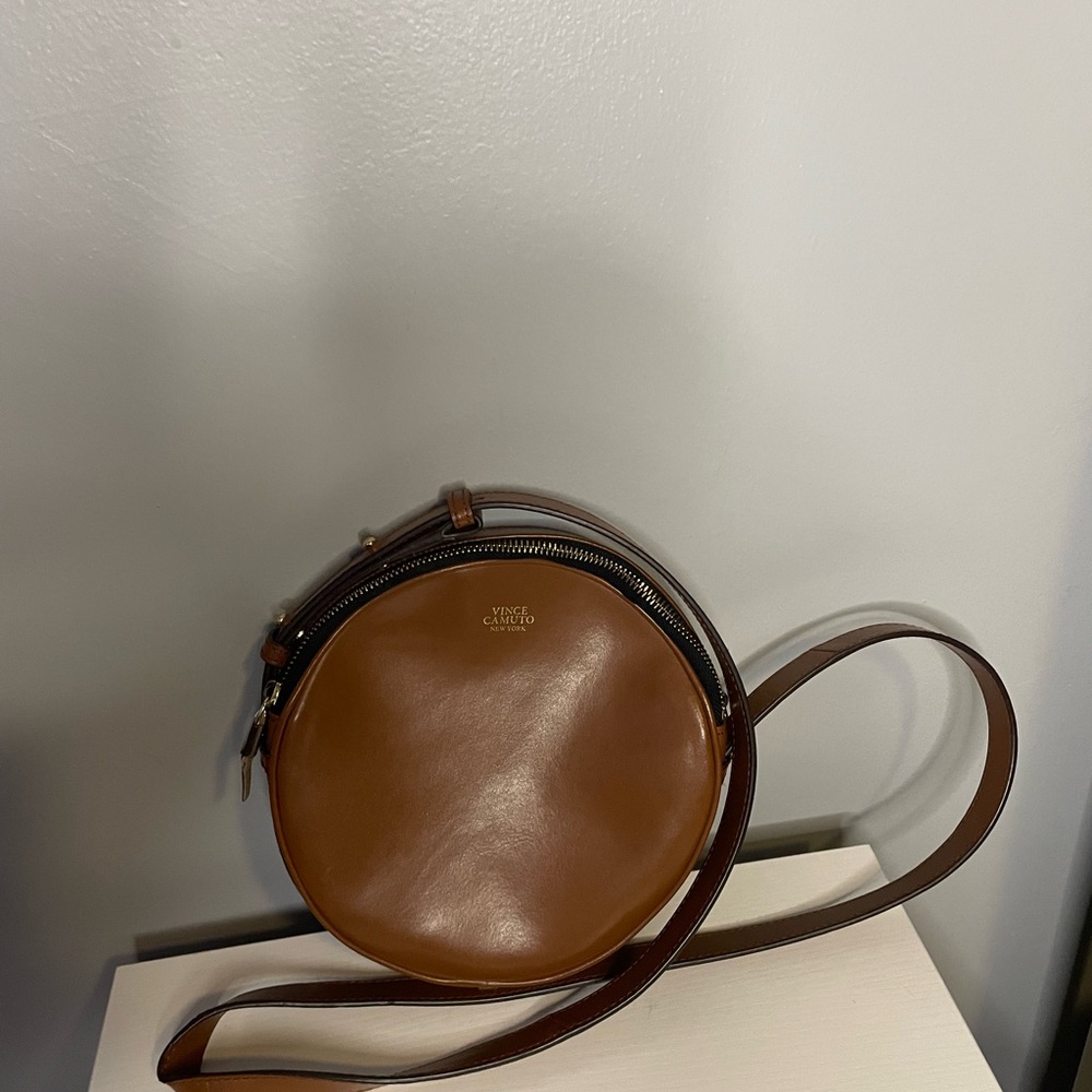 Vince Camuto Brown Leather Circular Crossbody